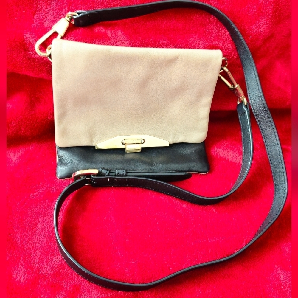 Ann Taylor Two-Tone, Black & Taupe Crossbody/Shoulder Bag